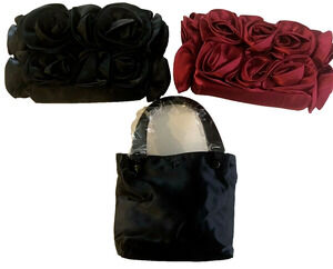 Lori Greiner Convertible Rosette Bag Clutch Set Red Black Interchangeable NWT